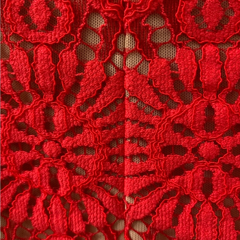 David Lerner Red Long Sleeve Drop Waist  Mini Dress - Picture 5 of 9